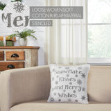 Yuletide Burlap Antique White Snowflake Kisses Pillow-Lange General Store