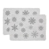 Yuletide Burlap Antique White Snowflake Placemat Set of 2-Lange General Store