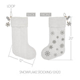 Yuletide Burlap Antique White Snowflake Stocking-Lange General Store