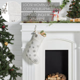 Yuletide Burlap Antique White Snowflake Stocking-Lange General Store