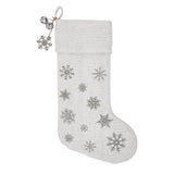 Yuletide Burlap Antique White Snowflake Stocking-Lange General Store