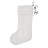 Yuletide Burlap Antique White Snowflake Stocking-Lange General Store