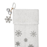 Yuletide Burlap Antique White Snowflake Stocking-Lange General Store