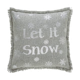 Yuletide Burlap Dove Grey Snowflake Let It Snow Pillow-Lange General Store