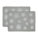 Yuletide Burlap Dove Grey Snowflake Placemat Set of 2-Lange General Store