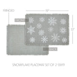 Yuletide Burlap Dove Grey Snowflake Placemat Set of 2-Lange General Store