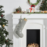 Yuletide Burlap Dove Grey Snowflake Stocking-Lange General Store