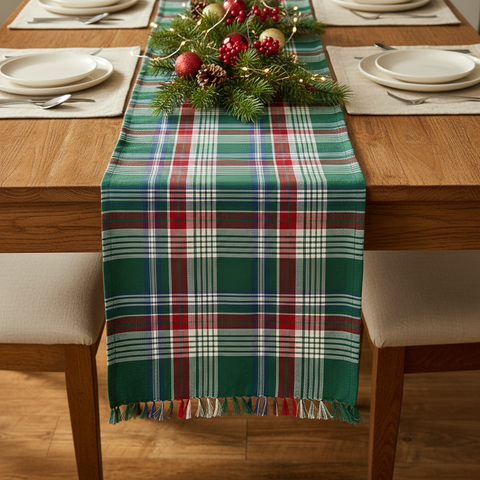 Hard Candy Plaid Table Runner in a Christmas tablescape