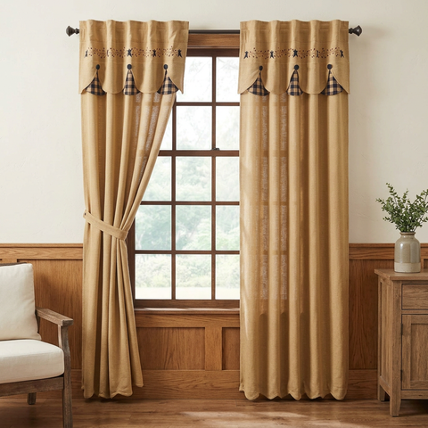 Pip Vinestar Long Panel Curtains in a farmhouse living room
