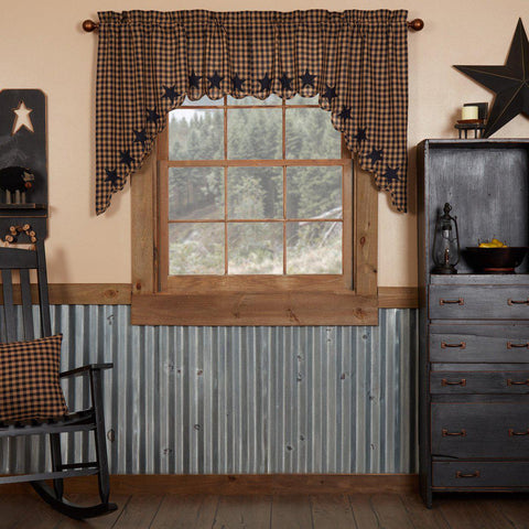 Navy Star Swag Curtains-Lange General Store