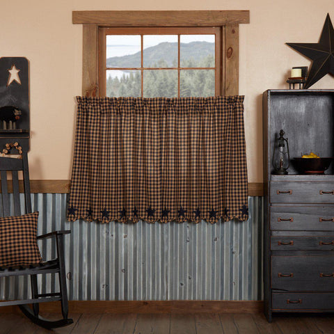 Navy Star Tier Curtains 36"-Lange General Store
