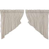 Hatteras Seersucker Blue Ticking Stripe Prairie Swag Curtains-Lange General Store