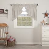 Hatteras Seersucker Blue Ticking Stripe Prairie Swag Curtains-Lange General Store
